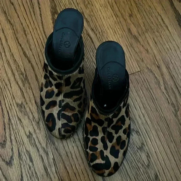 Cole Haan Calf hair Leopard Clogs 7 - Picture 2 of 9